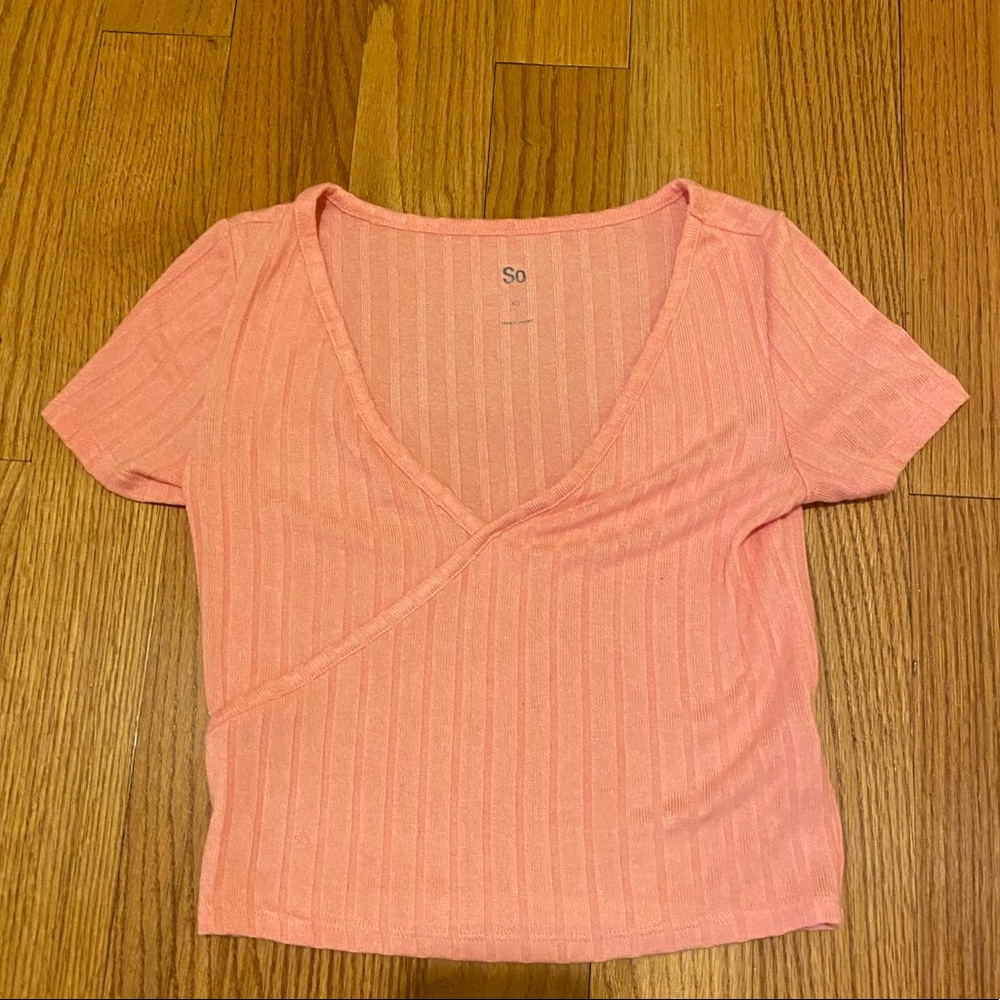 Pink V-Cut Cropped Tee